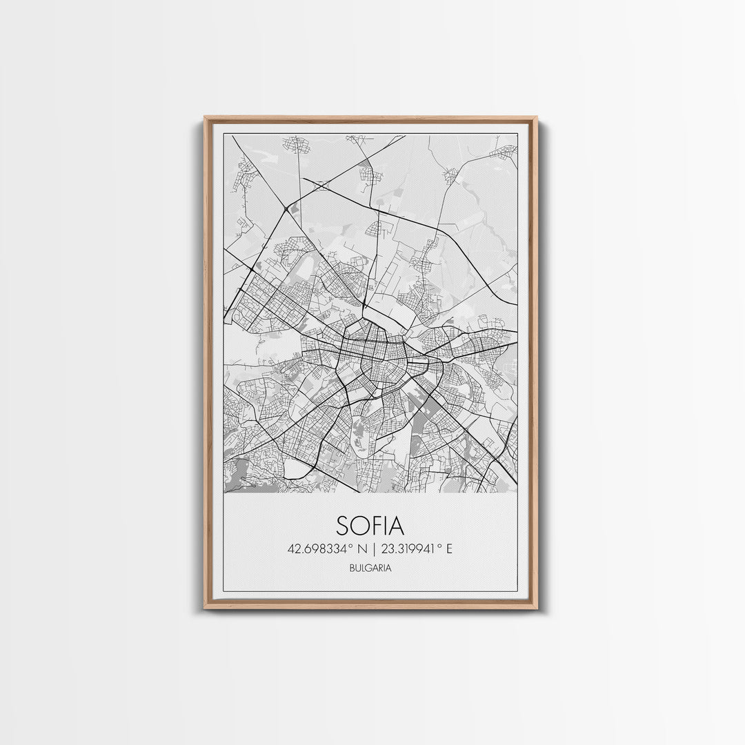 Sofia Street Map, Bulgaria Map, City Map Print, Minimalist Art, Wall Art, Canvas Print, Home Office Wall Art, Friend Gift, Travel Print