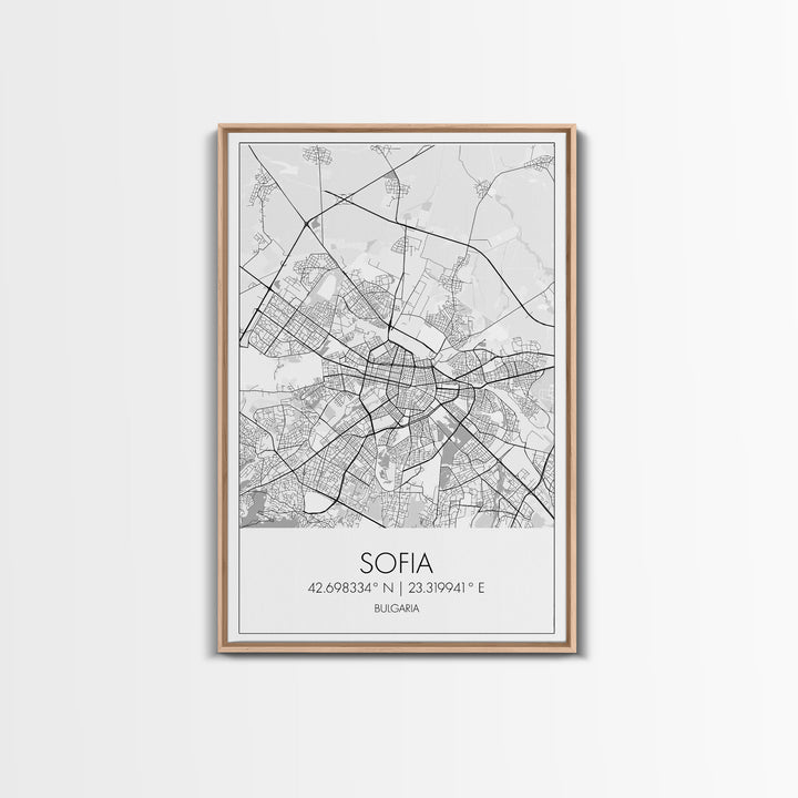 Sofia Street Map, Bulgaria Map, City Map Print, Minimalist Art, Wall Art, Canvas Print, Home Office Wall Art, Friend Gift, Travel Print