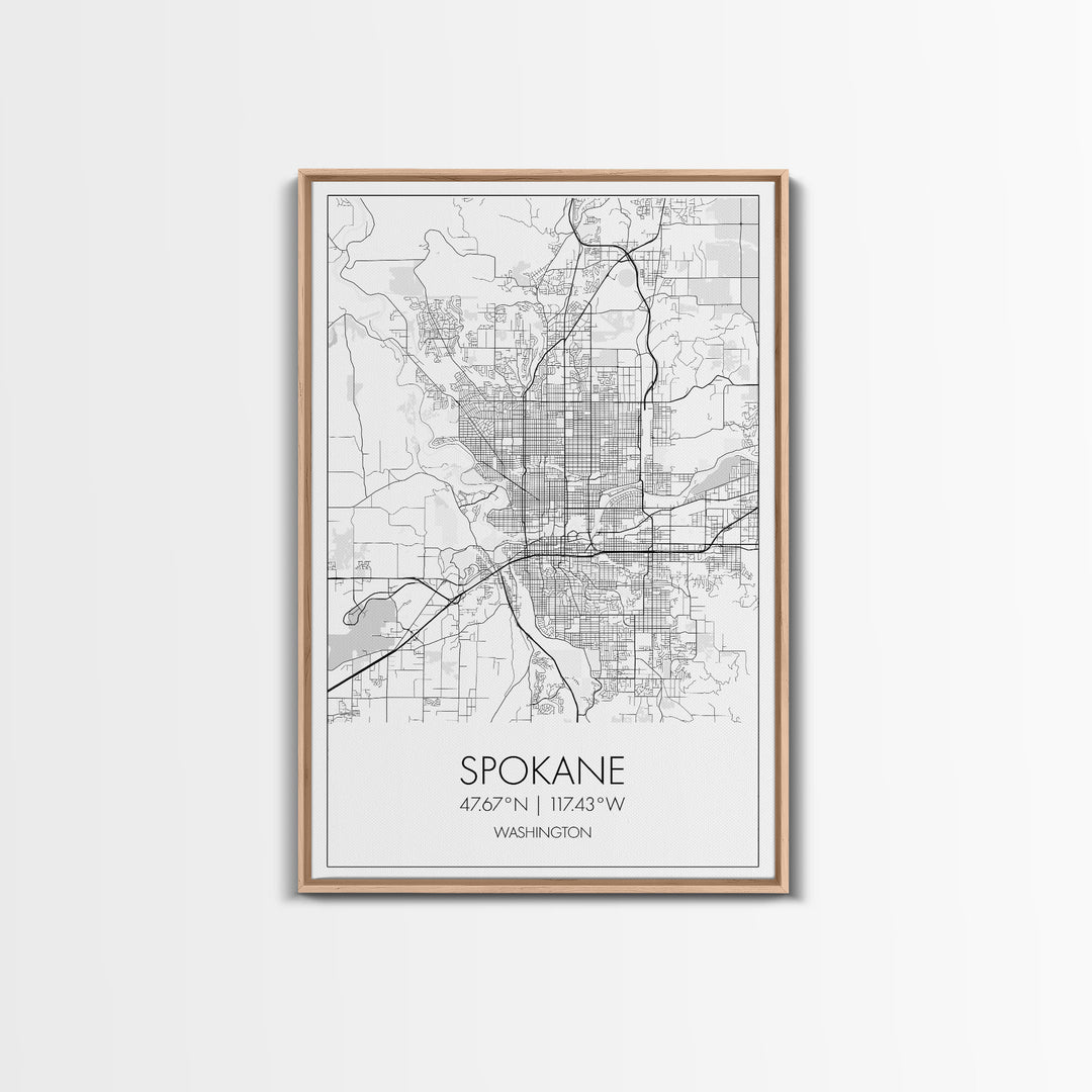 Spokane Street Map, Washington Map, City Map Print, Minimalist Art, Wall Art, Canvas Print, Living Room Wall Art, Pilot Gifts, Travel Décor