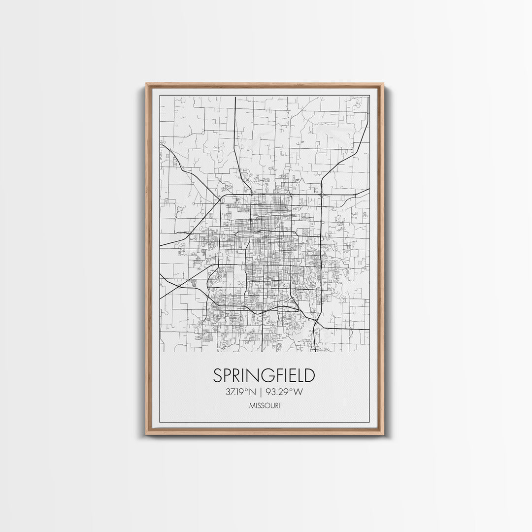 Springfield Street Map, Missouri Map, City Map Print, Modern Wall Art, Wall Art, Canvas Print, Bedroom Wall Décor, Gifts For Couple