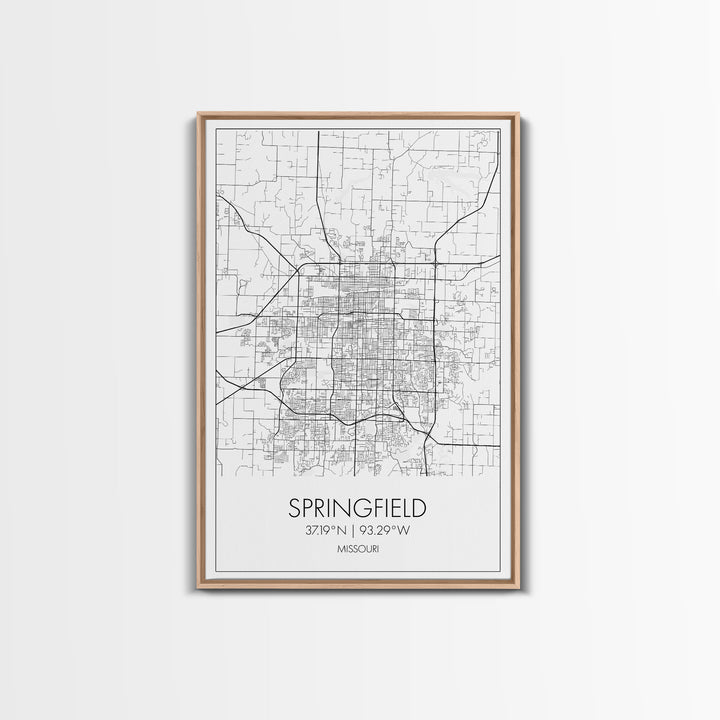 Springfield Street Map, Missouri Map, City Map Print, Modern Wall Art, Wall Art, Canvas Print, Bedroom Wall Décor, Gifts For Couple