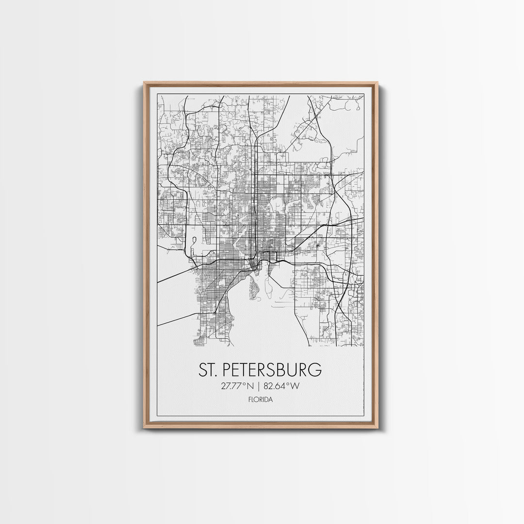 St Petersburg Street Map, Florida Map, City Map Print, Modern Wall Art, Wall Art, Canvas Print, Office Wall Art, Bon Voyage Gift, Travel Art