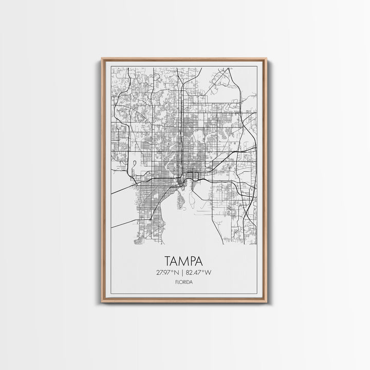 Tampa Street Map, Florida Map, City Map Print, Modern Wall Art, Wall Art, Canvas Print, Gift For Mom, Travel Wall Decor, Farmhouse Wall Art