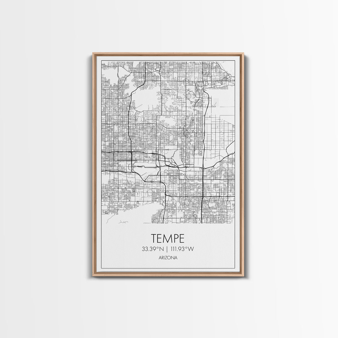 Tempe Street Map, Arizona Map, City Map Print, Modern Wall Art, Wall Art, Canvas Print, Birthday Gifts, Game Room Décor, Travel Wall Art