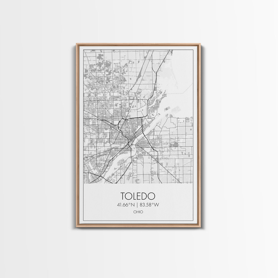 Toledo Street Map, Ohio Map, City Map Print, Modern Wall Art, Wall Art, Canvas Print, Unique Wall Décor, Graduation Gift, Travel Wall Art