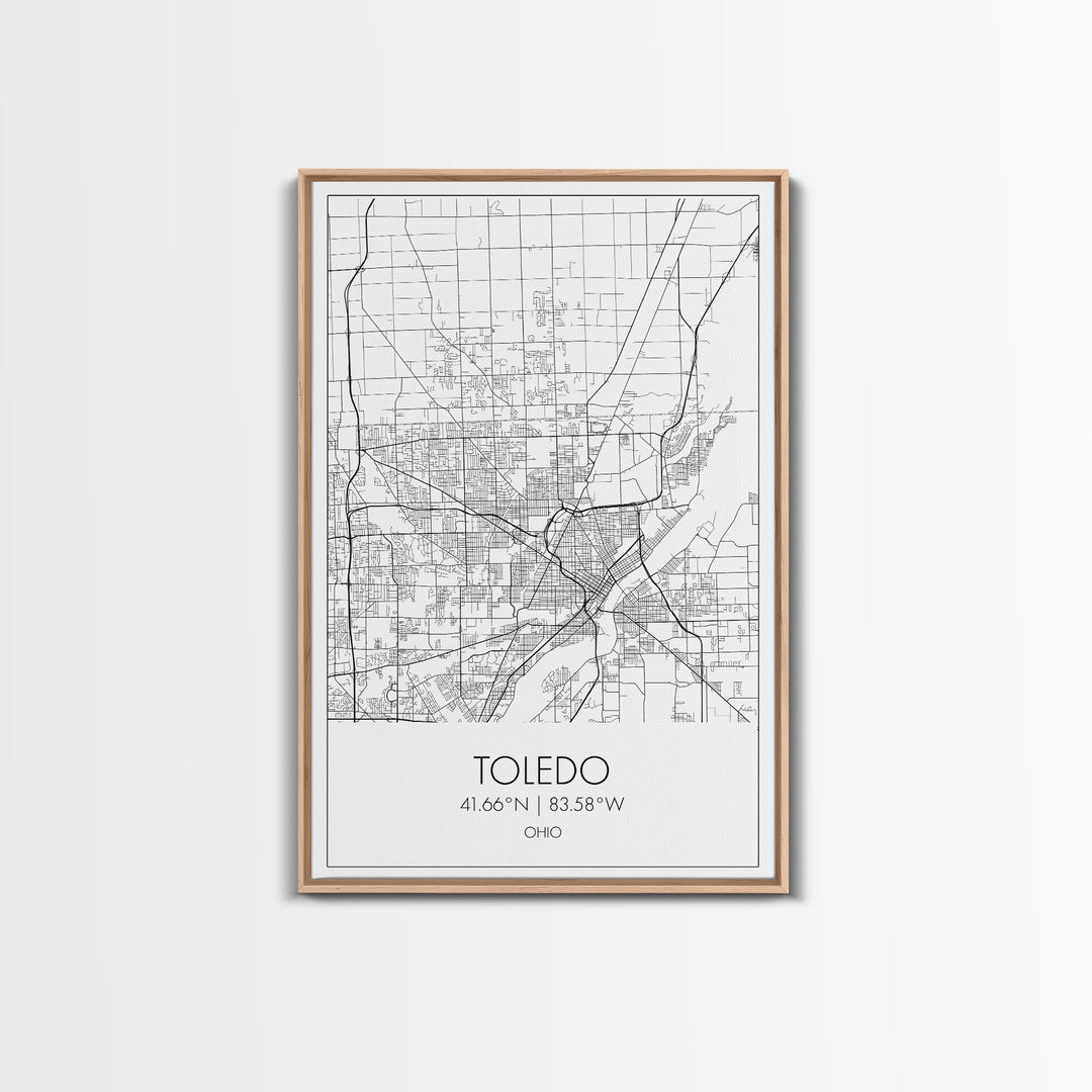 Toledo Street Map, Ohio Map, City Map Print, Modern Wall Art, Wall Art, Canvas Print, Friendship Gift, Wall Decoration, Travel Wall Art