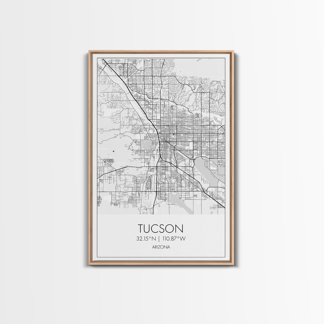 Tucson Street Map, Arizona Map, City Map Print, Modern Wall Art, Wall Art, Canvas Print, Minimal Wall Art, Family Gift, Travel Wall Décor