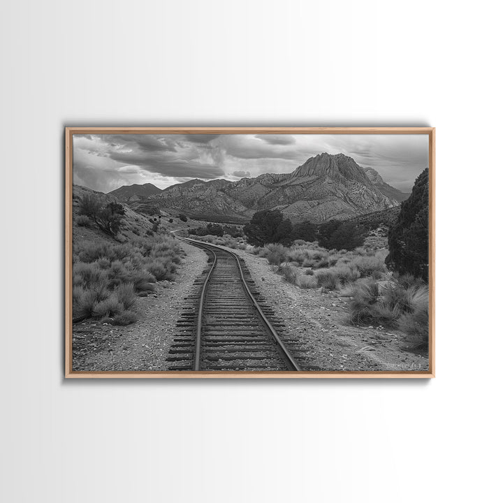 The Lonesome Canyon, Framed Canvas Print, Black and White Western Photography, Wild West Art, Metal Art, Metal Print Rustic Country Wall Art