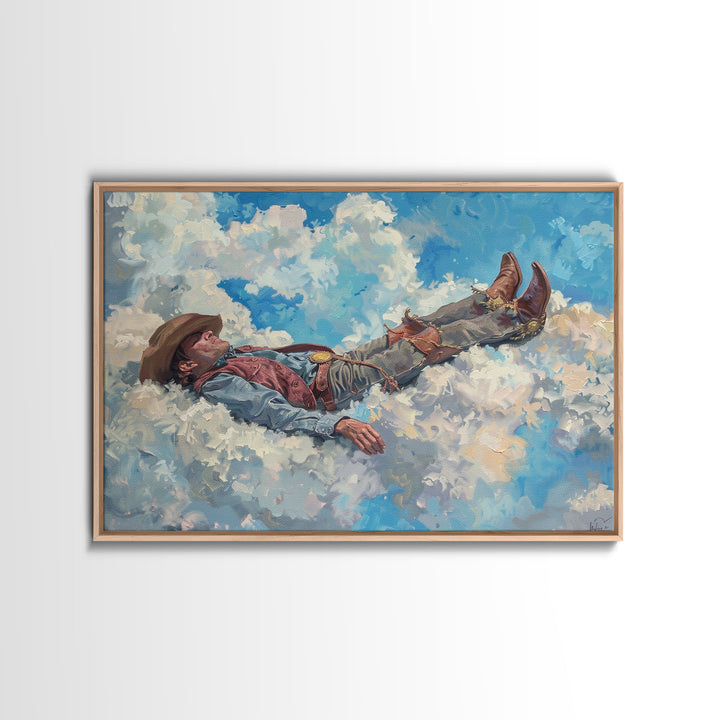 The Heavenly Cowboy | Framed Canvas Print or Metal Art | Wild West Decor | Cottagecore | Southwestern Art Home Decor, Farmhouse Western Art