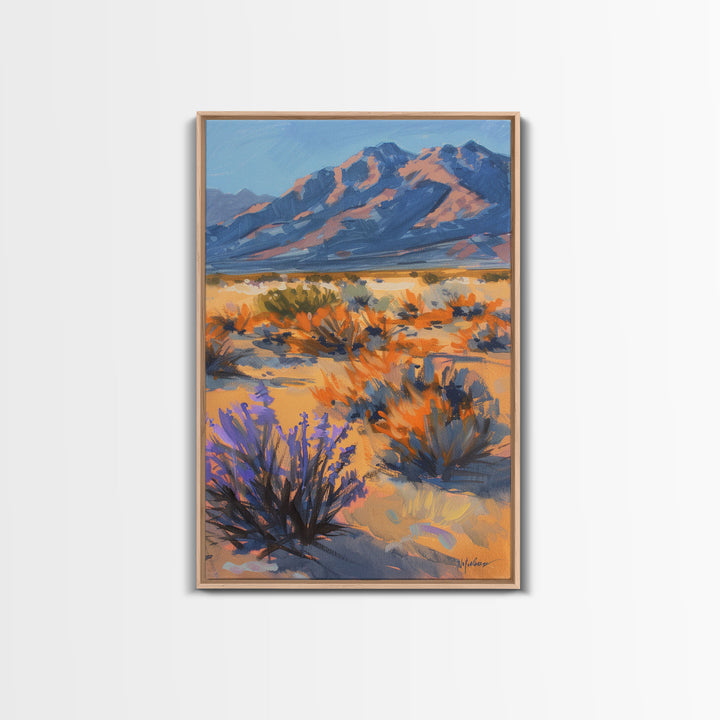 Majestic Desert Mountains and Vegetation, Scenic Wall Art for Living Room or Bedroom, Framed Canvas Print for Home Decor