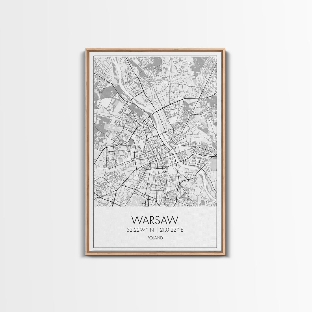 Warsaw Street Map, Poland Map, Europe City Map Print, Minimalist Art, Wall Art, Canvas Print, Living Room Wall Art, Friends Gift, Travel Art