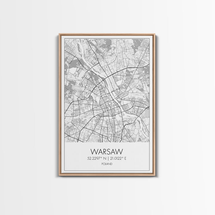 Warsaw Street Map, Poland Map, Europe City Map Print, Minimalist Art, Wall Art, Canvas Print, Living Room Wall Art, Friends Gift, Travel Art