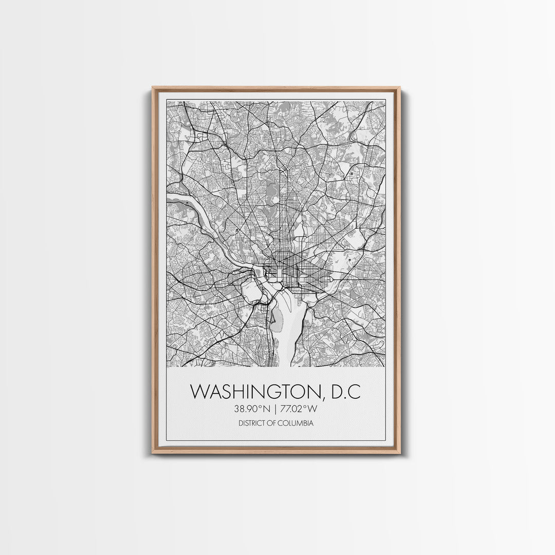 Washington DC Street Map, District Of Columbia Map, City Map Print, Minimalist Art, Wall Art, Canvas Print, Best Friend Gifts, Travel Art