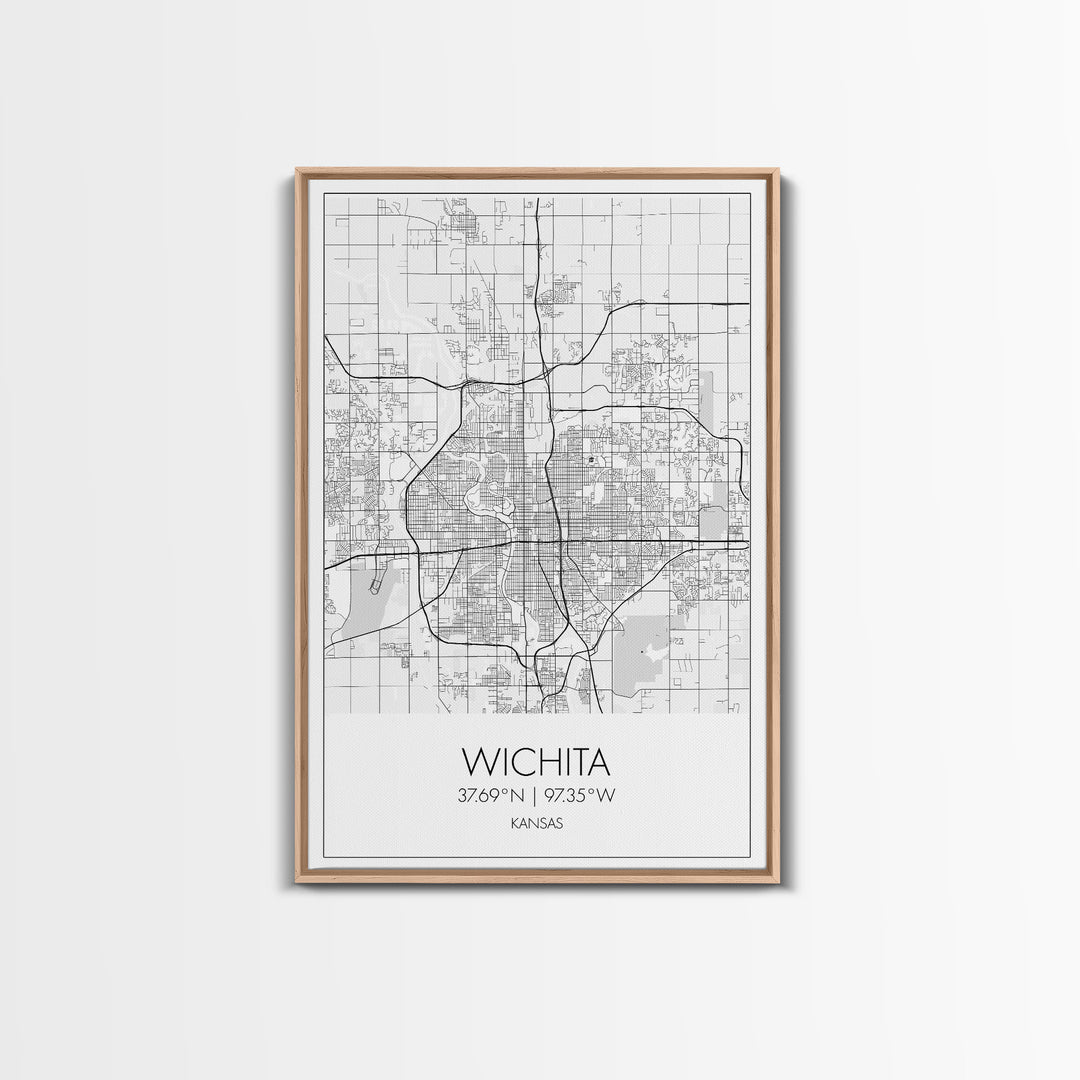 Wichita Street Map, Kansas Map, City Map Print, Minimalist Art, Wall Art, Canvas Print, Travel Wall Art, Gifts For Travelers, Canvas Art