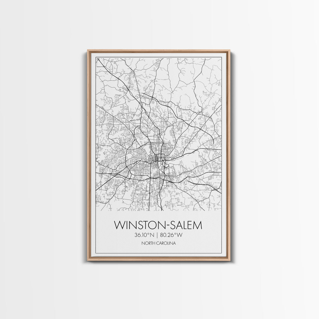 Winston Salem Street Map, North Carolina Map, City Map Print, Minimalist Art, Wall Art, Canvas Print, Modern Wall Art, Adventure Gifts