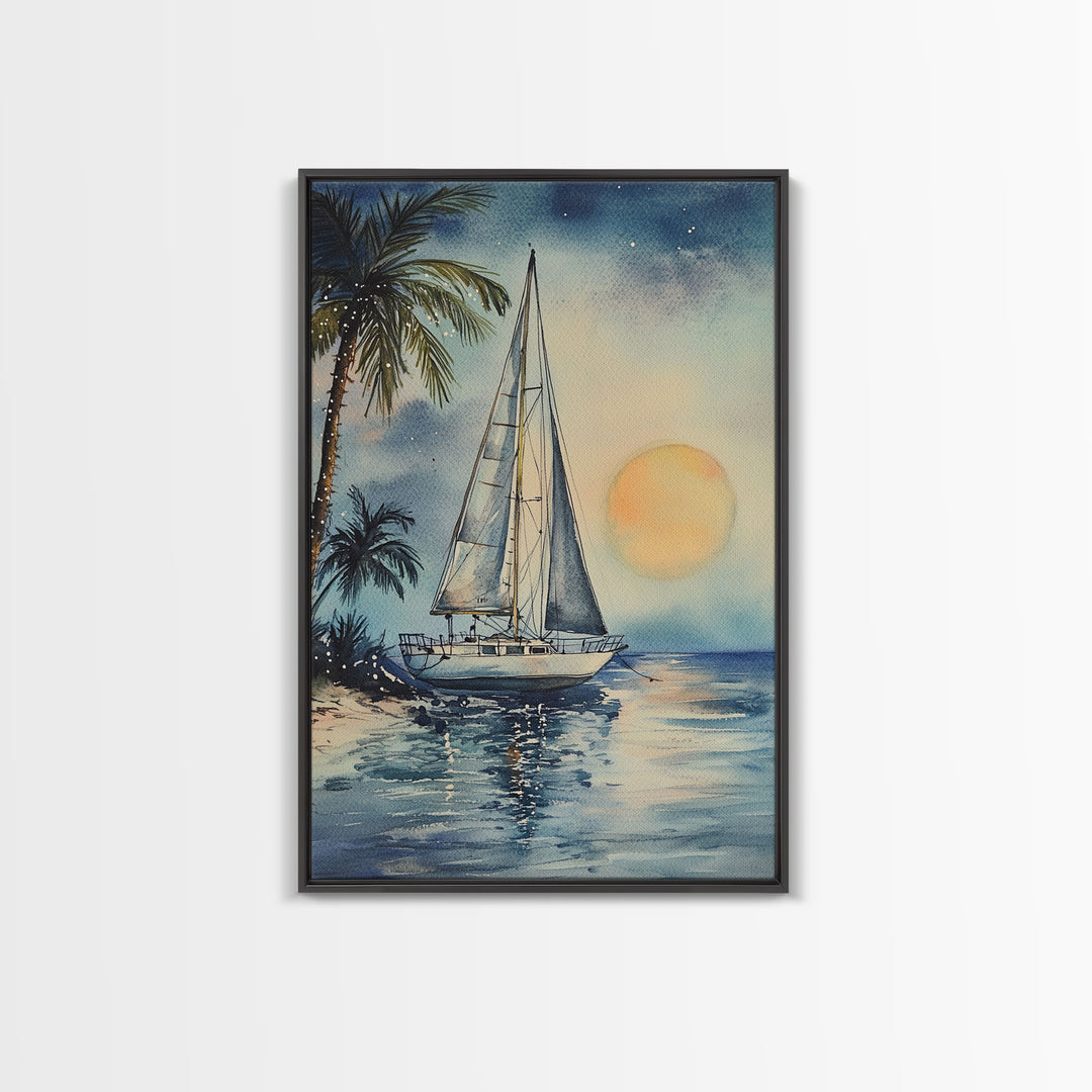 Sailboats In The Winter, Lake House Decor, Colorful Christmas Wall Art, Winter Decor, Holiday Art, Holiday Decor, Christmas handmade Art