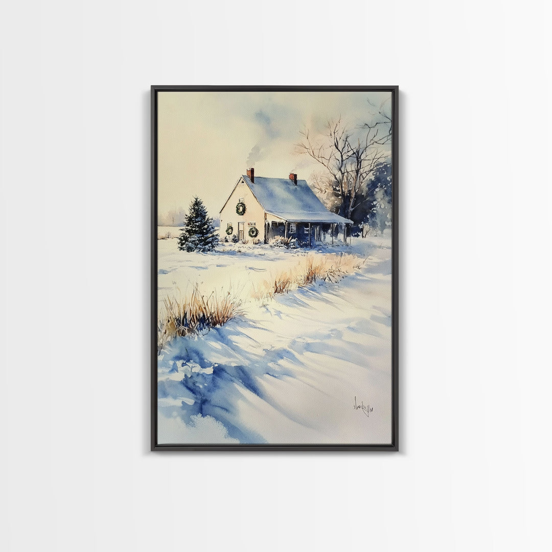 Farmhouse Christmas Decor, Wall Art, Retro Christmas Decor, Vintage Style Xmas Art for 2024, Modern Farmhouse Winter Landscape