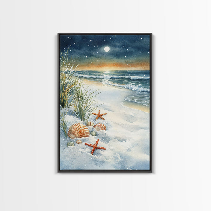 Canvas Print Of Christmas On The Beach, Trendy Christmas Art, Winter Art, Winter Art Print, Wood Framed Art