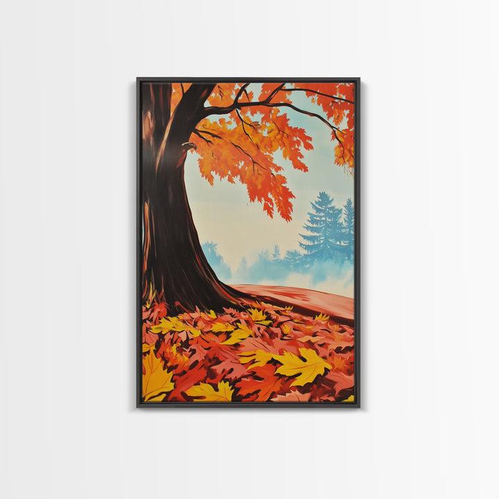 Framed Canvas Print of Vibrant Autumn Tree and Leaves, Seasonal Wall Art, Fall Decor, Gift Idea, Modern Farmhouse, Autumn Landscape Art