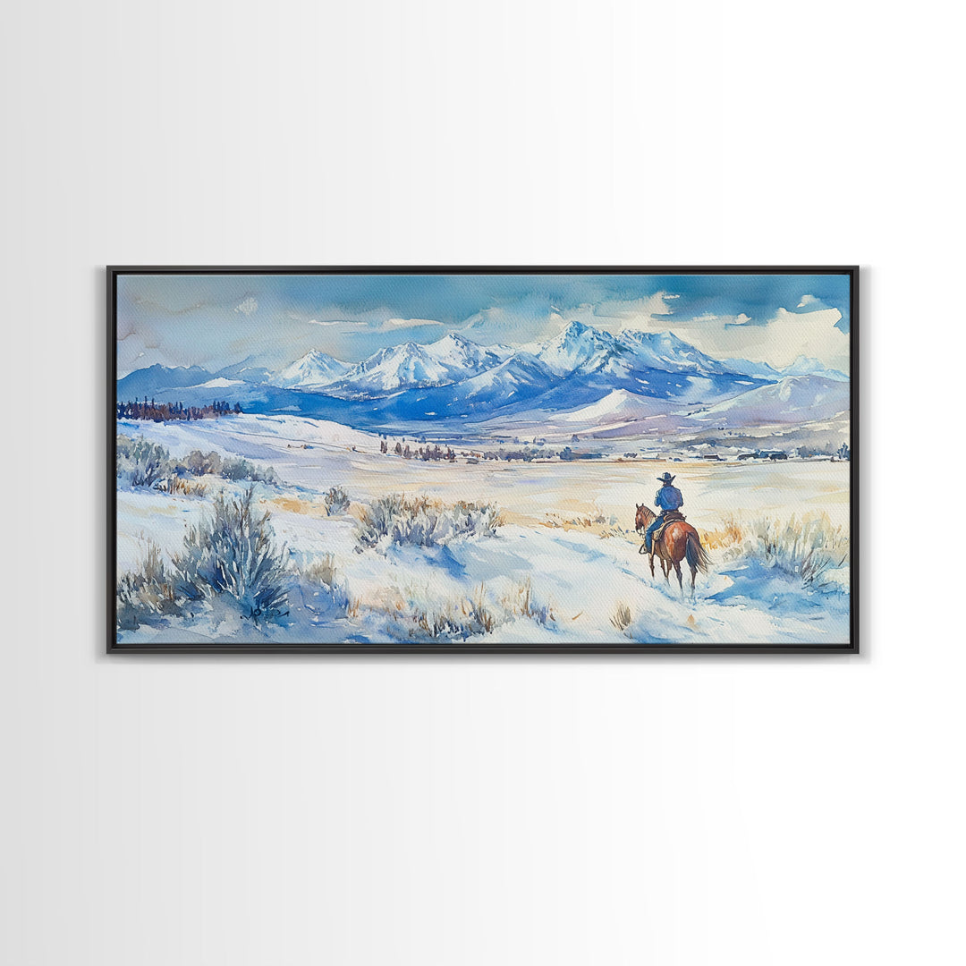 Journey to the Peaks - winter landscape art, snowy mountain art, winter wall decor, Christmas vacation decor, rustic Christmas decor