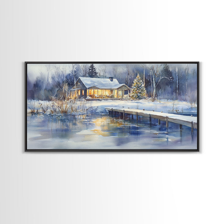 Christmas home decor, canvas print, winter landscape art, Christmas tree art, Christmas wall art, framed art, holiday wall art