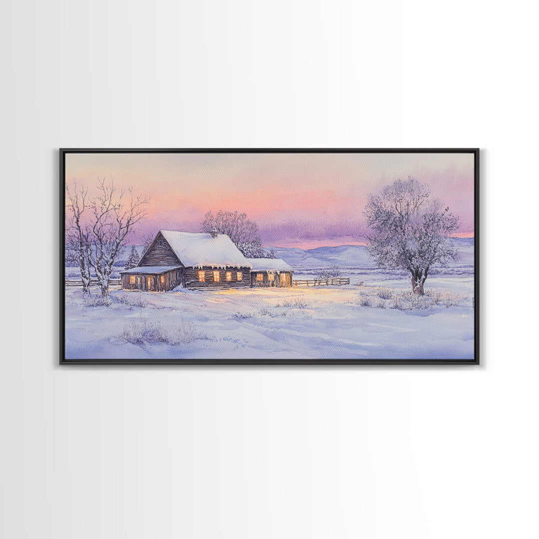 winter landscape art, canvas print, Christmas wall art, Christmas home decor, extra large Christmas decor, Christmas prints