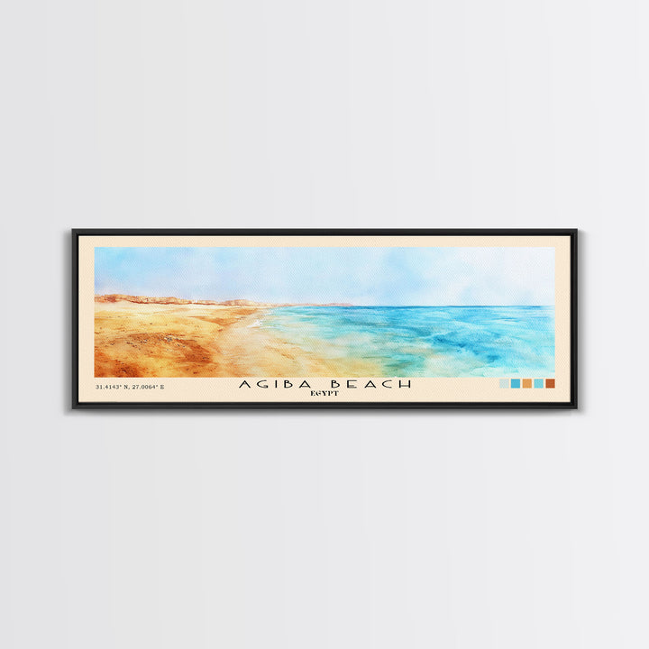 Agiba Beach, Egypt Watercolor Print, Vacation Gift, Egypt Wall Art, Beach Painting, Beach Decor, Beach Or Lakehouse Art