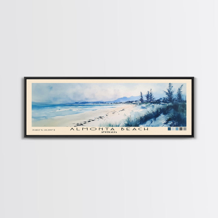 Almonta Beach, Australia Watercolor Beach Print, Vacation Gift, Australia Wall Art, Framed Canvas Print, Framed Beach Painting