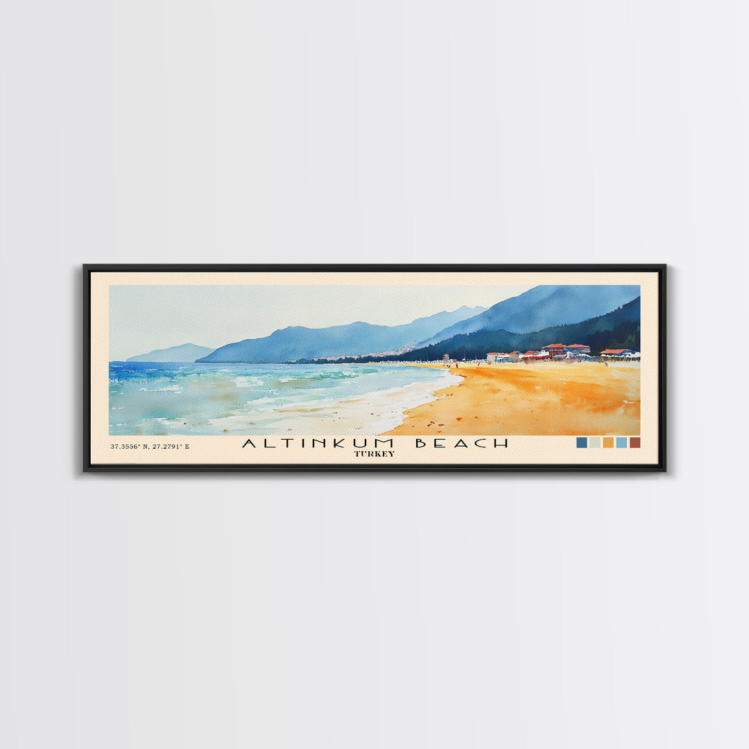 Altinkum Beach, Turkey Watercolor Beach Print, Vacation Gift, Turkey Wall Art, Beach Painting, Beach Decor, Beach Painting