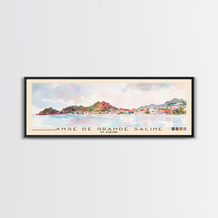 Anse de Grande Saline, St. Barths Watercolor Print, Vacation Gift, St. Barths Wall Art, Beach Painting, Beach Decor, Large Wall Art, Wood Frame Art