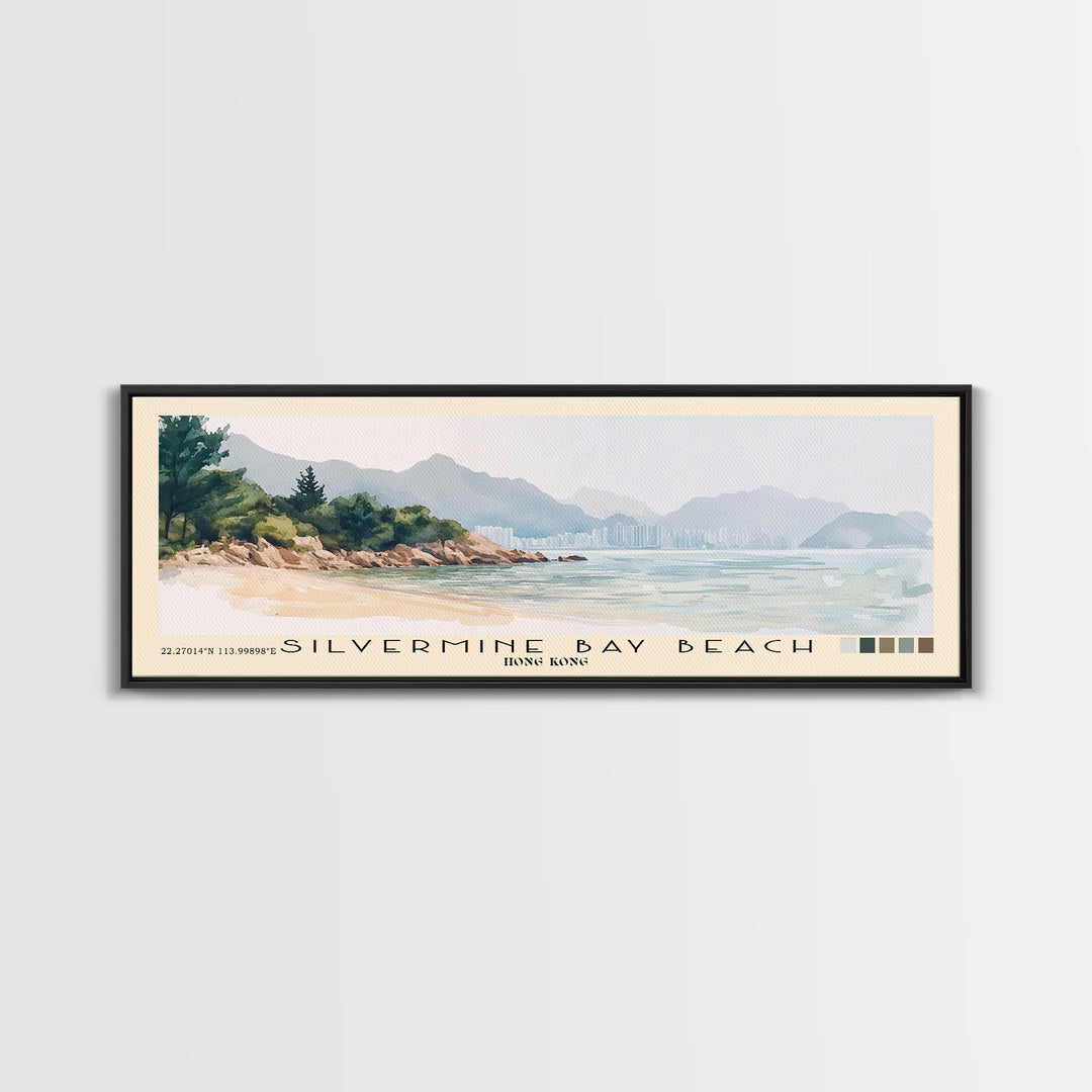 Silvermine Bay Beach, Hong Kong Watercolor Print, Vacation Gift, Hong Kong Wall Art, Beach Painting, Beach Decor, Beach Or Lakehouse Art