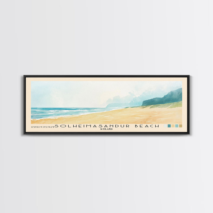 Solheimasandur Beach, Iceland Watercolor Print, Vacation Gift, Iceland Wall Art, Beach Painting, Beach Decor, Large Wall Art, Wood Frame Art