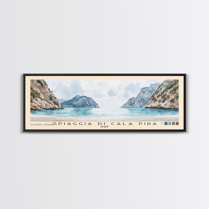 Spiaggia di Cala Pira, Italy Watercolor Print, Vacation Gift, Italy Wall Art, Beach Painting, Beach Decor, Beach Or Lakehouse Art