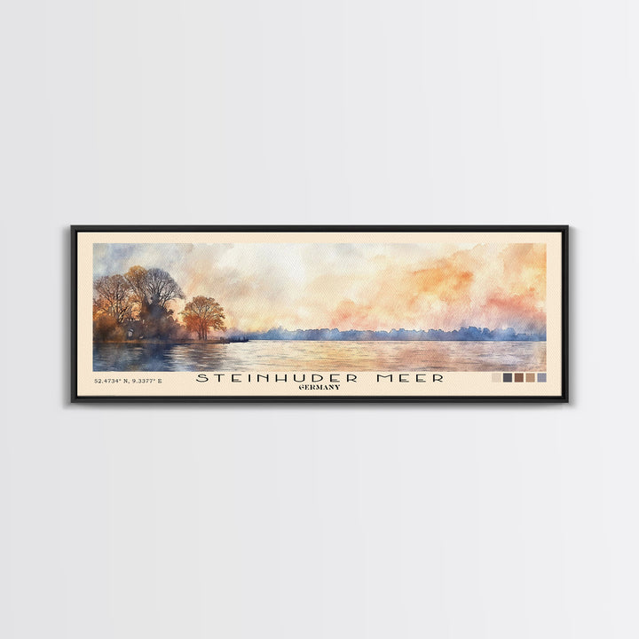 Steinhuder Meer, Germany Watercolor Beach Print, Vacation Gift, Germany Wall Art, Framed Canvas Print, Framed Beach Painting