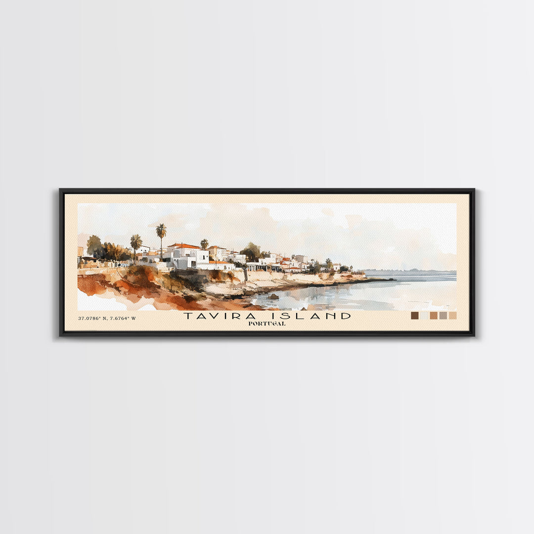 Tavira Island, Portugal Watercolor Beach Print, Vacation Gift, Portugal Wall Art, Beach Painting, Beach Decor, Beach Painting