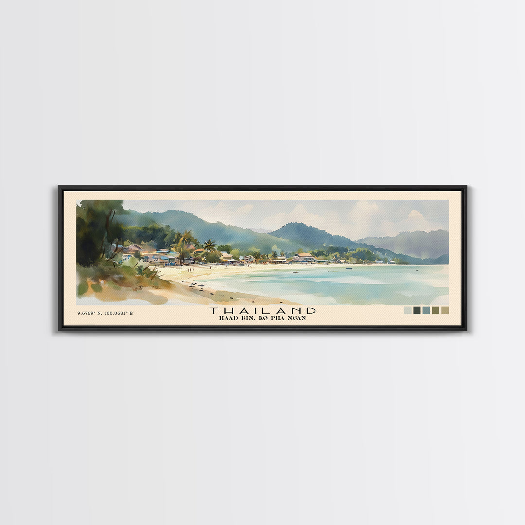 Thailand, Haad Rin, Ko Pha Ngan Watercolor Print, Vacation Gift, Haad Rin, Ko Pha Ngan Wall Art, Beach Painting, Beach Decor, Beach Or Lakehouse Art