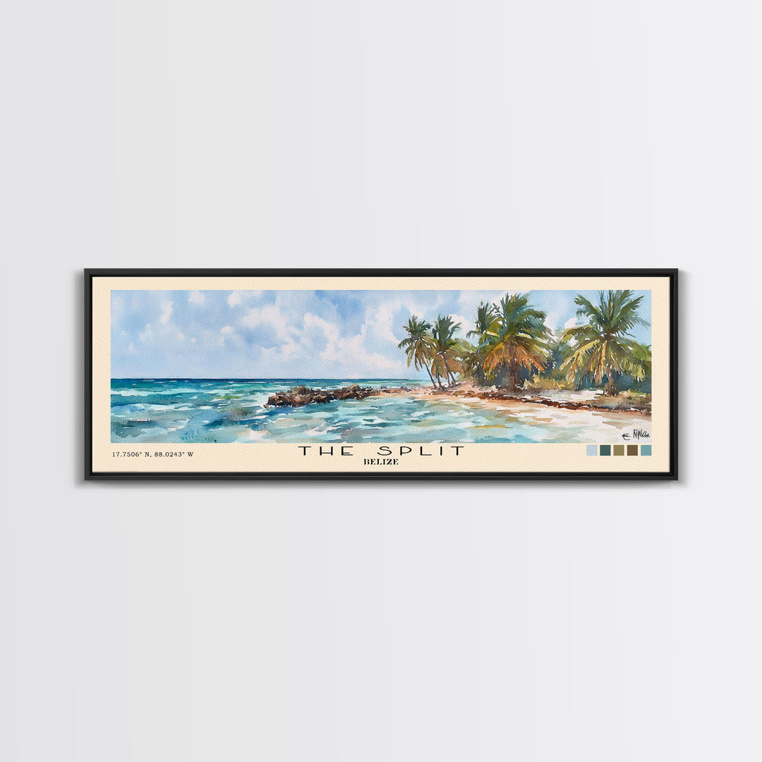 The Split, Belize Watercolor Beach Print, Vacation Gift, Belize Wall Art, Beach Painting, Beach Decor, Beach Painting