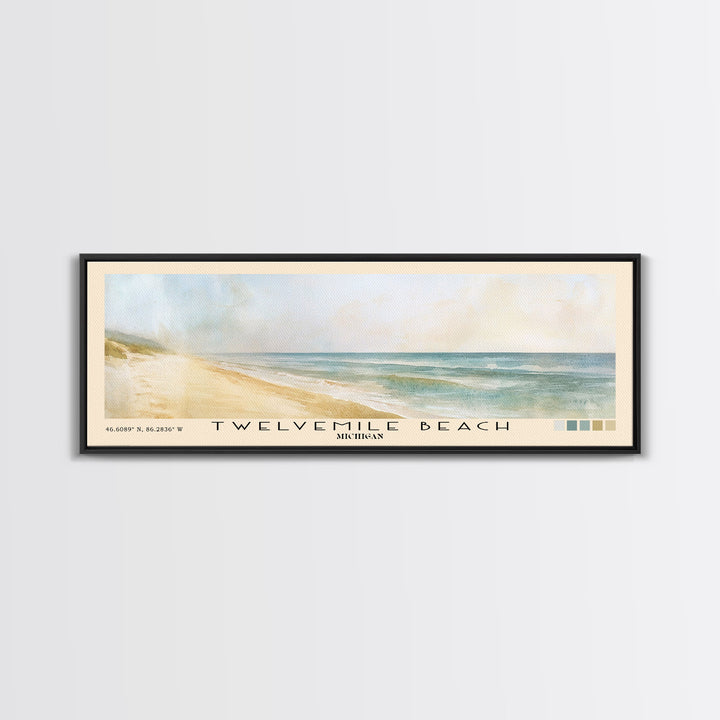 Twelvemile Beach, Michigan Watercolor Print, Vacation Gift, Michigan Wall Art, Beach Painting, Beach Decor, Large Wall Art, Wood Frame Art