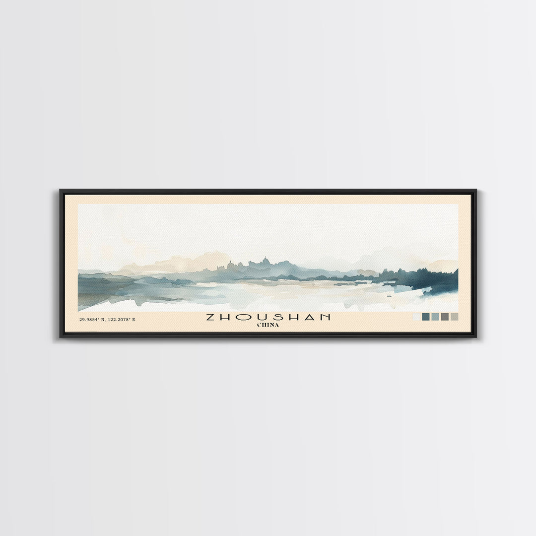 Zhoushan, China Watercolor Beach Print, Vacation Gift, China Wall Art, Beach Painting, Beach Decor, Beach Painting