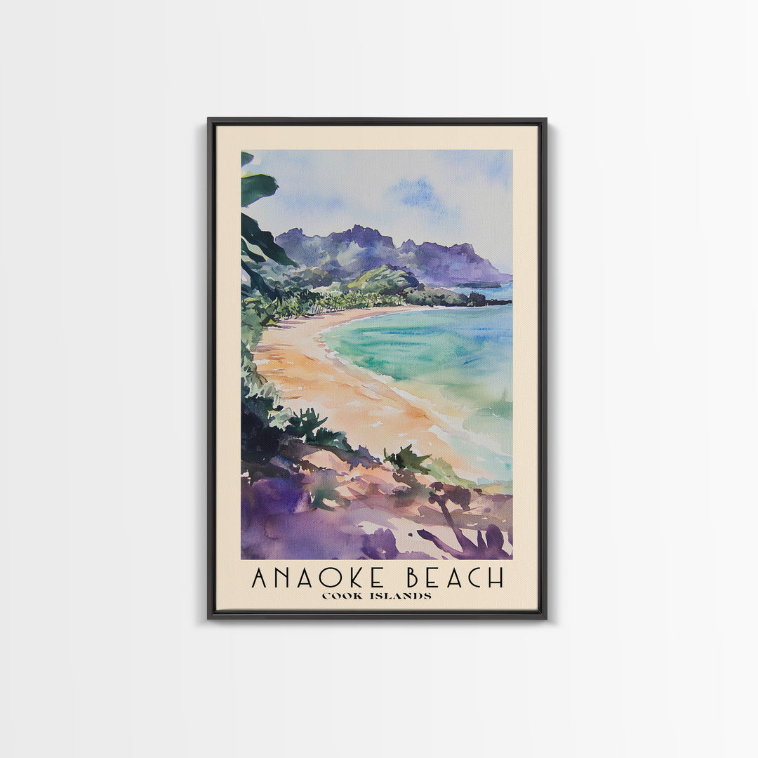 Anaoke Beach, Cook Islands Watercolor Beach Print, Vacation Gift, Cook Islands Wall Art, Beach Painting, Beach Decor, Beach Painting