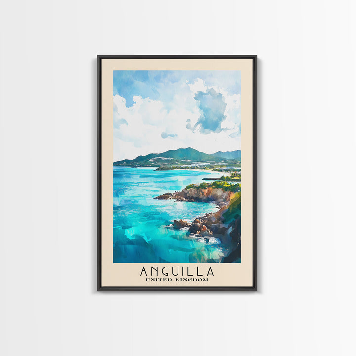 Anguilla, United Kingdom Watercolor Print, Vacation Gift, United Kingdom Wall Art, Vacation Wall Art, Vacatation Memories, Beach Decor, Beach Or Lakehouse Art