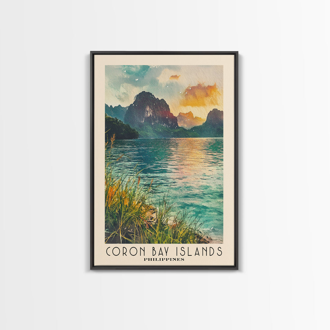 Coron Bay Islands, Philippines Watercolor Print, Vacation Gift, Philippines Wall Art, Beach Painting, Beach Decor, Beach Or Lakehouse Art