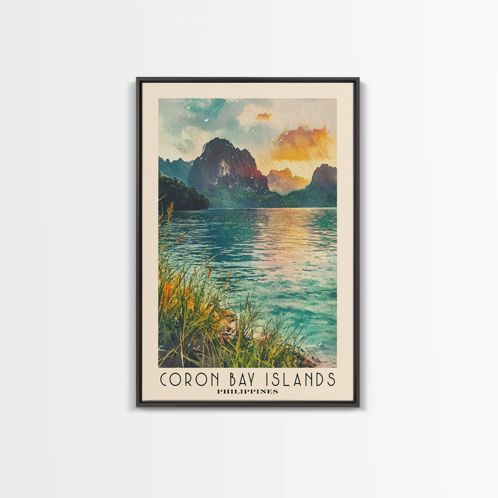 Coron Bay Islands, Philippines Watercolor Print, Vacation Gift, Philippines Wall Art, Beach Painting, Beach Decor, Beach Or Lakehouse Art