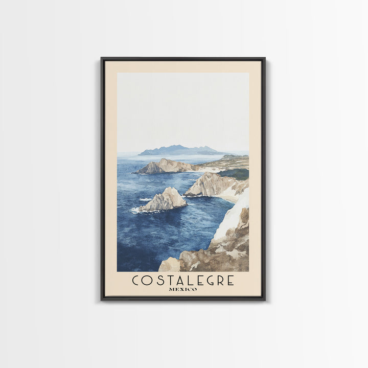 Costalegre, Mexico Watercolor Print, Vacation Gift, Mexico Wall Art, Beach Painting, Beach Decor, Large Wall Art, Wood Frame Art