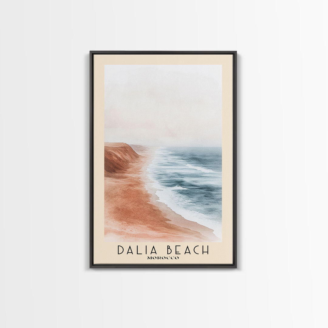 Dalia Beach, Morocco Watercolor Print, Vacation Gift, Morocco Wall Art, Beach Painting, Beach Decor, Large Wall Art, Wood Frame Art