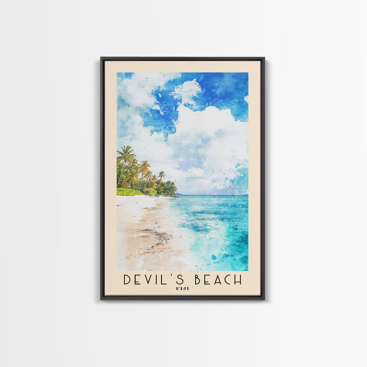 Devil’s Beach, Fiji Watercolor Beach Print, Vacation Gift, Fiji Wall Art, Beach Painting, Beach Decor, Beach Painting