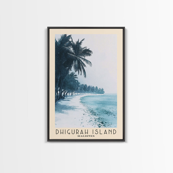 Dhigurah Island, Maldives Watercolor Print, Vacation Gift, Maldives Wall Art, Beach Painting, Beach Decor, Large Wall Art, Wood Frame Art