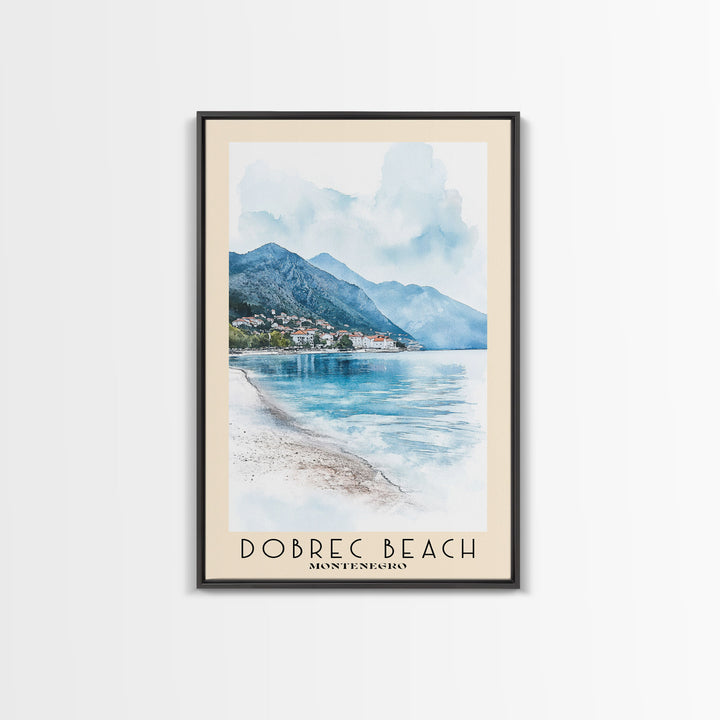 Dobrec Beach, Montenegro Watercolor Beach Print, Vacation Gift, Montenegro Wall Art, Beach Painting, Beach Decor, Beach Painting