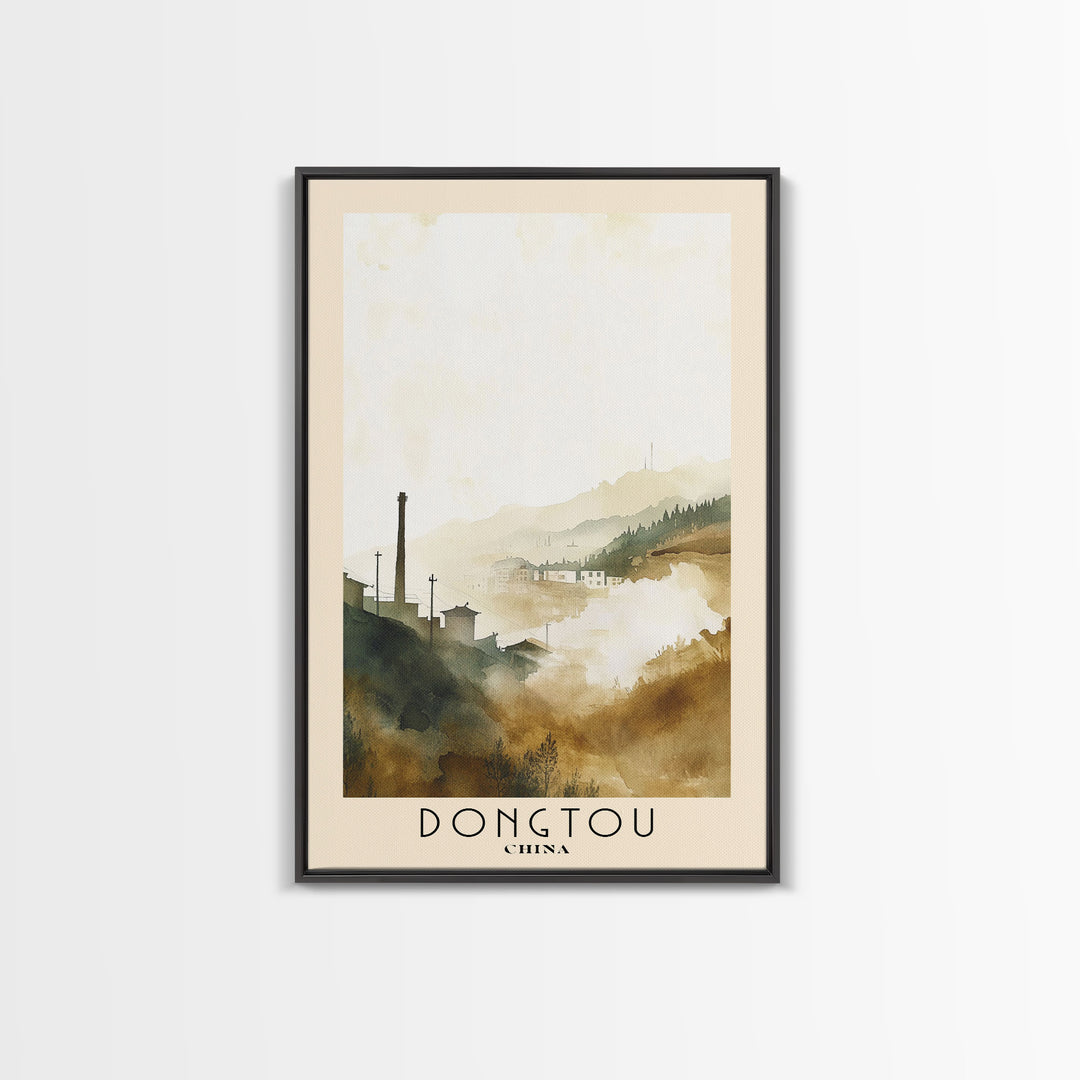 Dongtou, China Watercolor Print, Vacation Gift, China Wall Art, Beach Painting, Beach Decor, Large Wall Art, Wood Frame Art