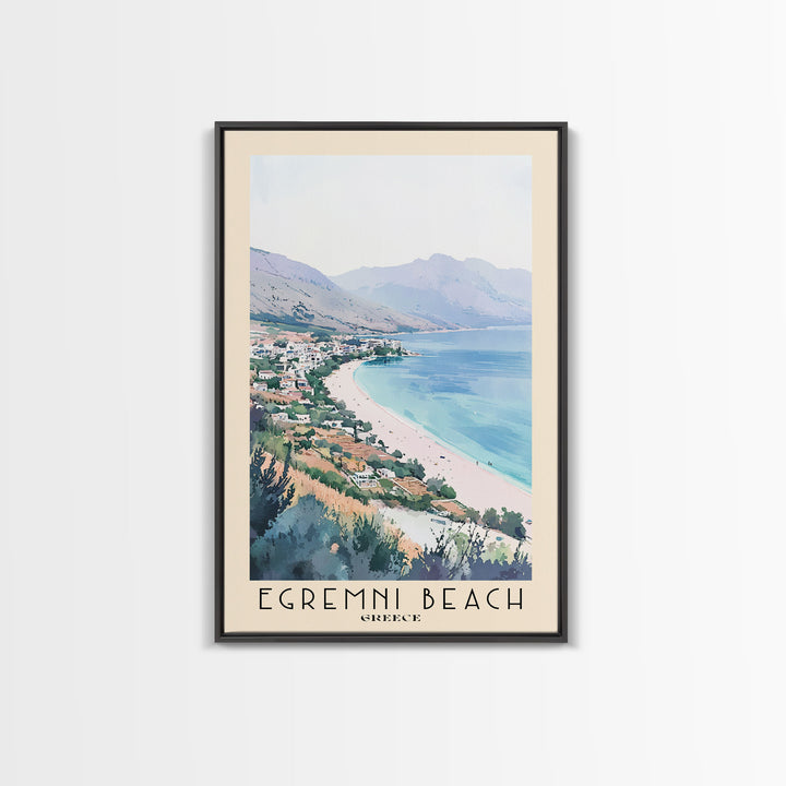 Egremni Beach, Greece Watercolor Print, Vacation Gift, Greece Wall Art, Vacation Wall Art, Vacatation Memories, Beach Decor, Beach Or Lakehouse Art